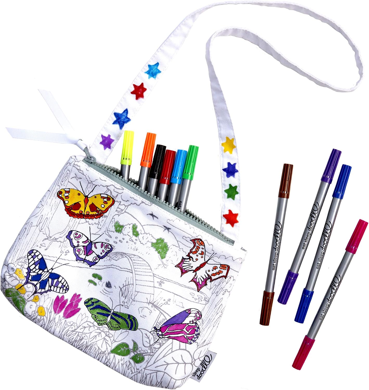 Eatsleepdoodle Butterfly Crossbody Bag & Markers
