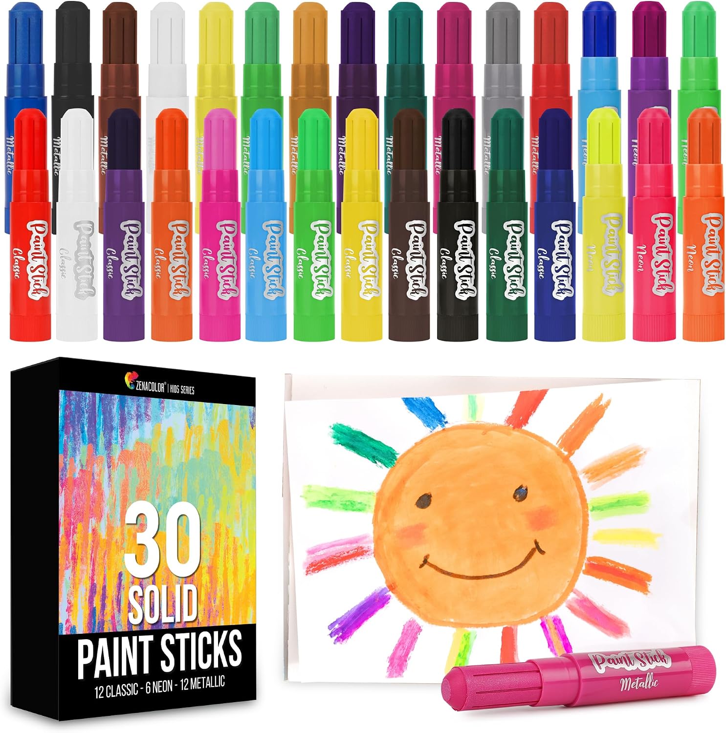 Solid Tempera Paint Sticks (30 Pack)