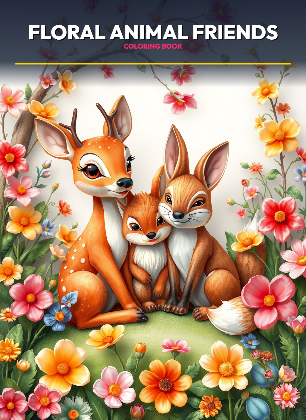 Floral Animal Friends Coloring Pages
