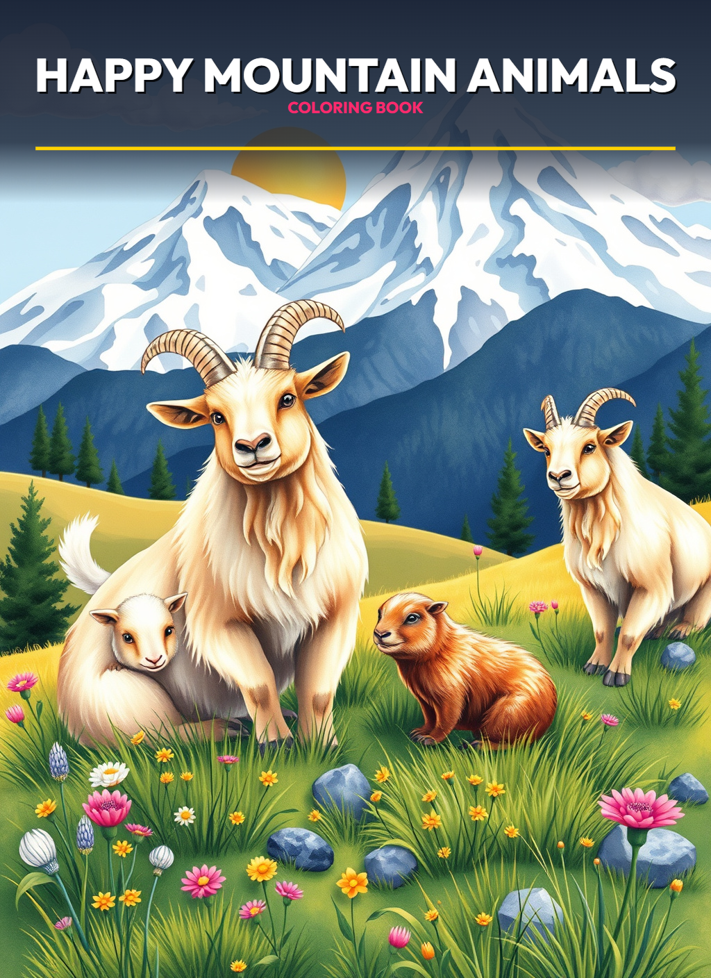 Happy Mountain Animals Coloring Pages
