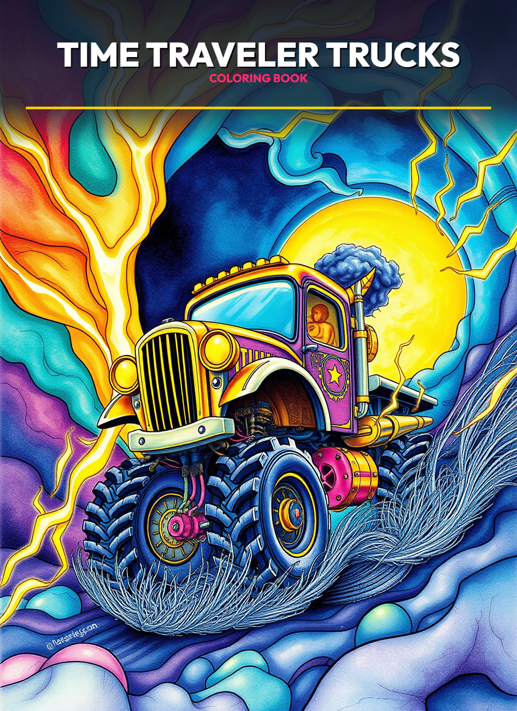 Time Traveler Monster Trucks Coloring Pages