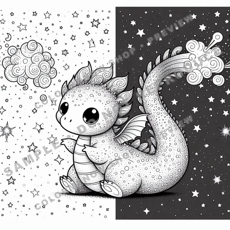 Adorable Fantasy Creatures – Enchanted Realms Coloring Pages - Sample Page 2