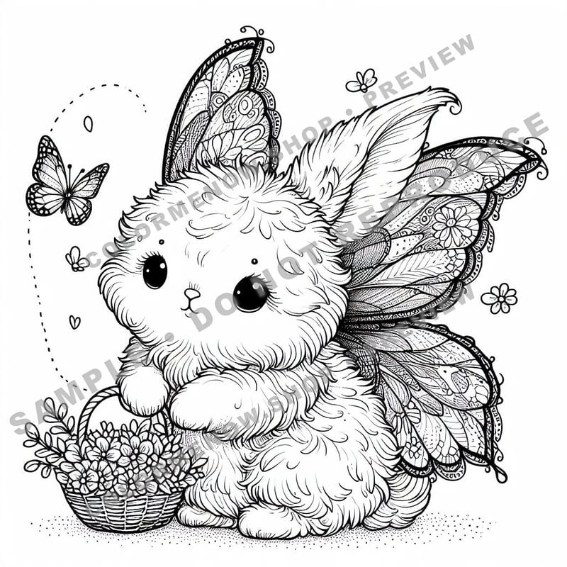 Adorable Fantasy Creatures – Enchanted Realms Coloring Pages - Sample Page 3