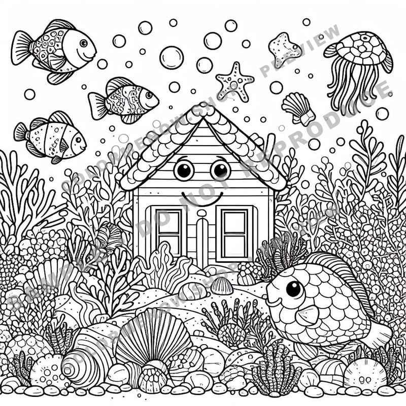 Aquatic Abode Coloring Pages - Sample Page 1