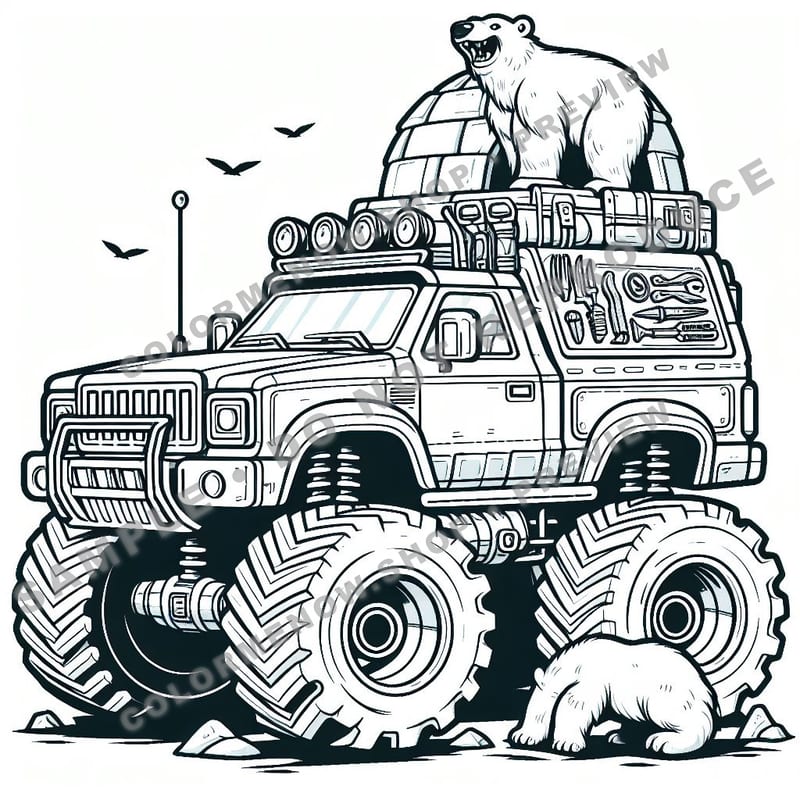 Arctic Monster Trucks Coloring Pages - Sample Page 1