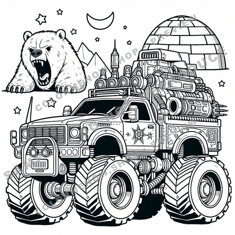 Arctic Monster Trucks Coloring Pages - Sample Page 2