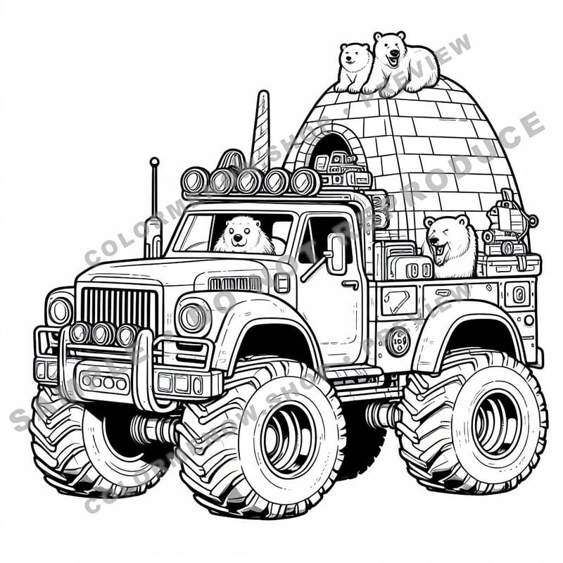 Arctic Monster Trucks Coloring Pages - Sample Page 3
