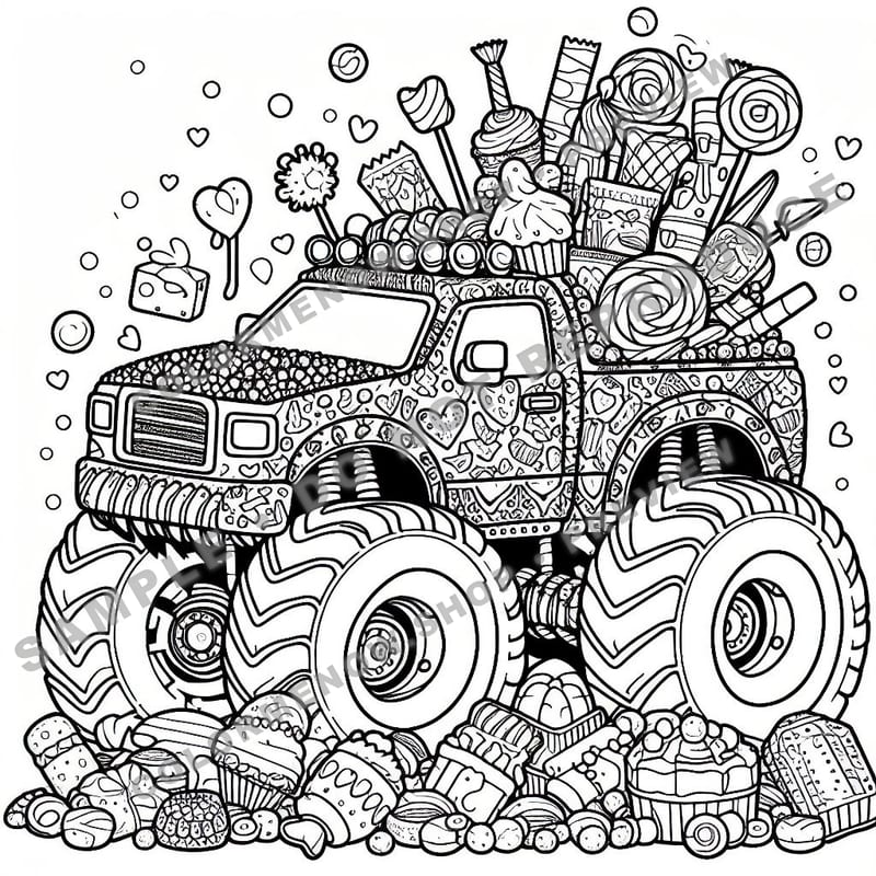 Candy Monster Trucks Coloring Pages - Sample Page 2