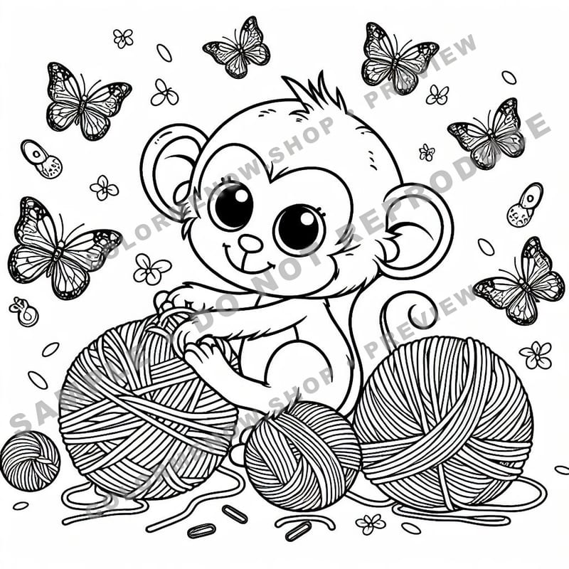 Cozy Yarn Animals Coloring Pages - Sample Page 1