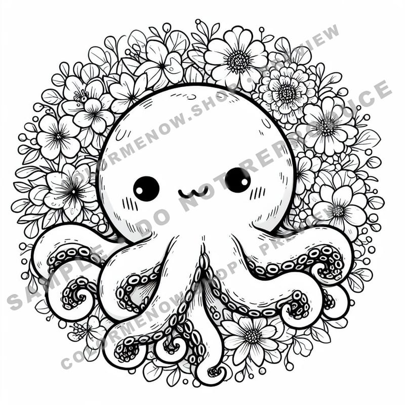 Cute Animals with Flowers Coloring Pages - Sample Page 3