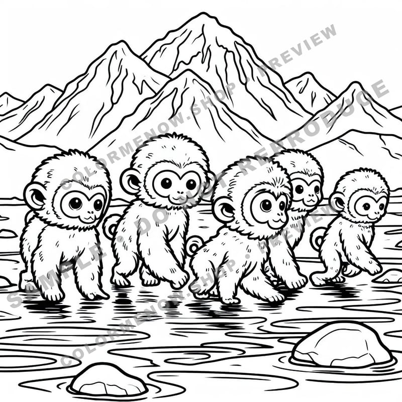 Cute Snowy Animals Coloring Pages - Sample Page 1