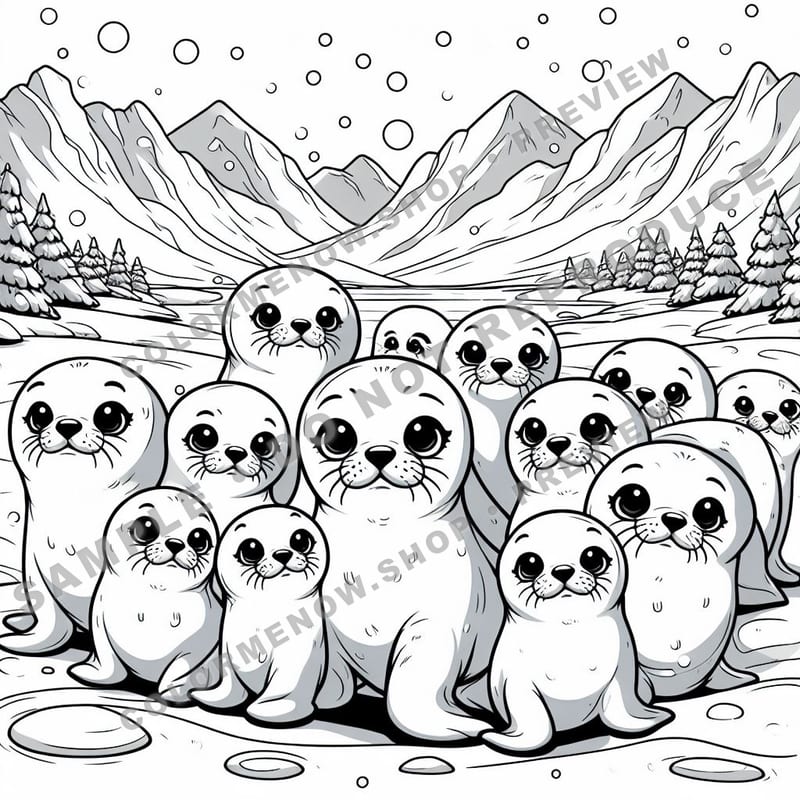 Cute Snowy Animals Coloring Pages - Sample Page 3