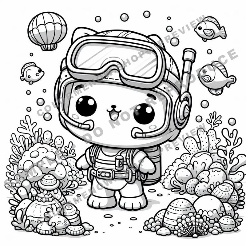 Cute Underwater Explorer Coloring Pages - Sample Page 2