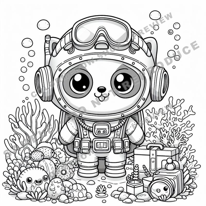 Cute Underwater Explorer Coloring Pages - Sample Page 3