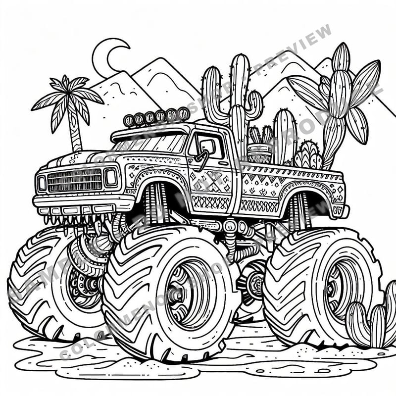 Desert Monster Trucks Coloring Pages - Sample Page 1
