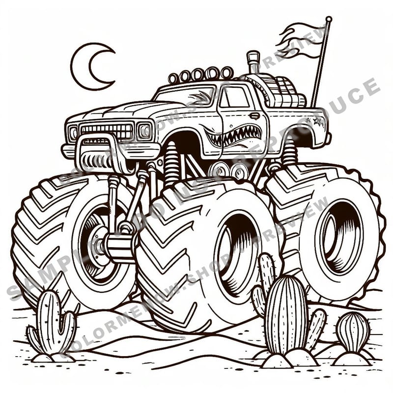 Desert Monster Trucks Coloring Pages - Sample Page 2