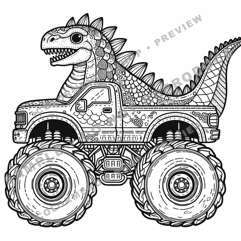 Dino Monster Trucks Coloring Pages - Sample Page 2
