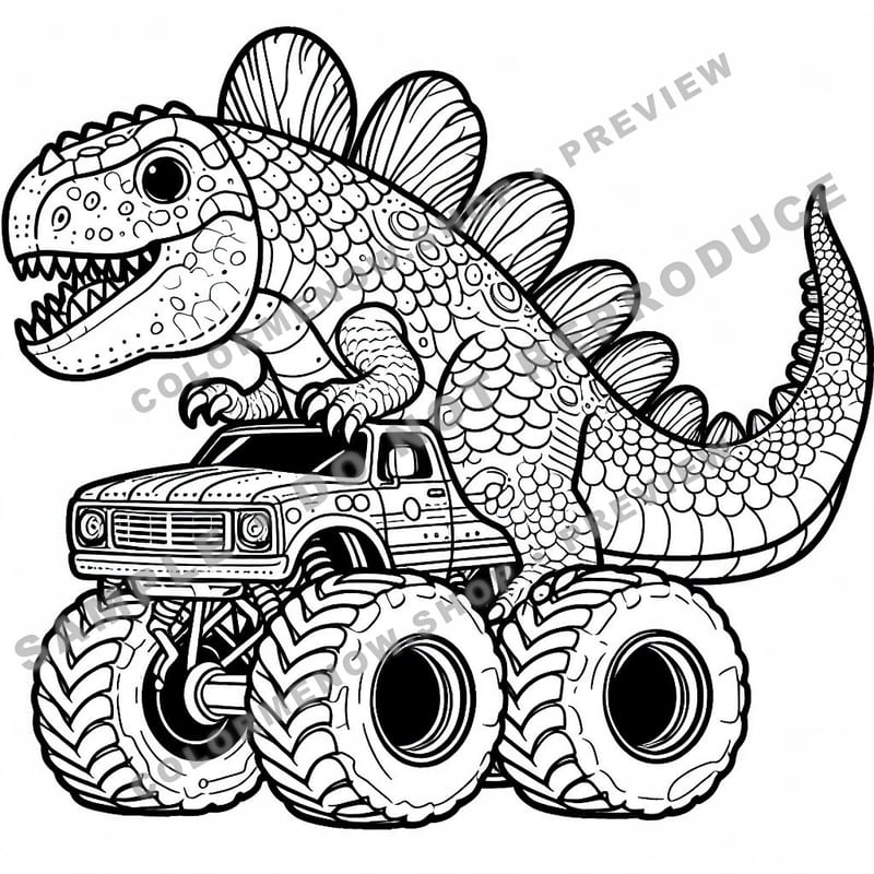 Dino Monster Trucks Coloring Pages - Sample Page 3
