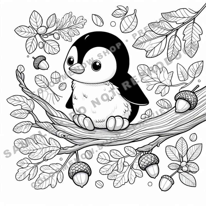 Fantasy Animals in Trees Coloring Pages - Sample Page 1