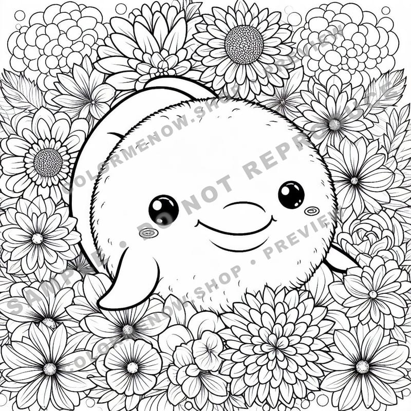 Floral Animal Friends Coloring Pages - Sample Page 1