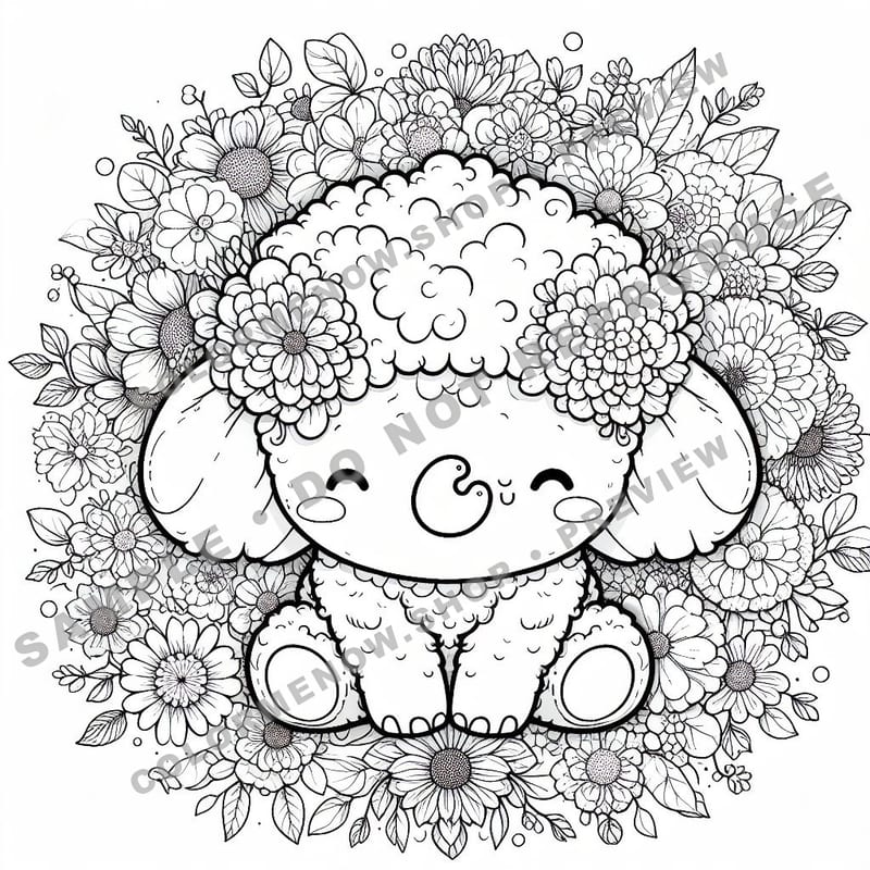 Floral Animal Friends Coloring Pages - Sample Page 2