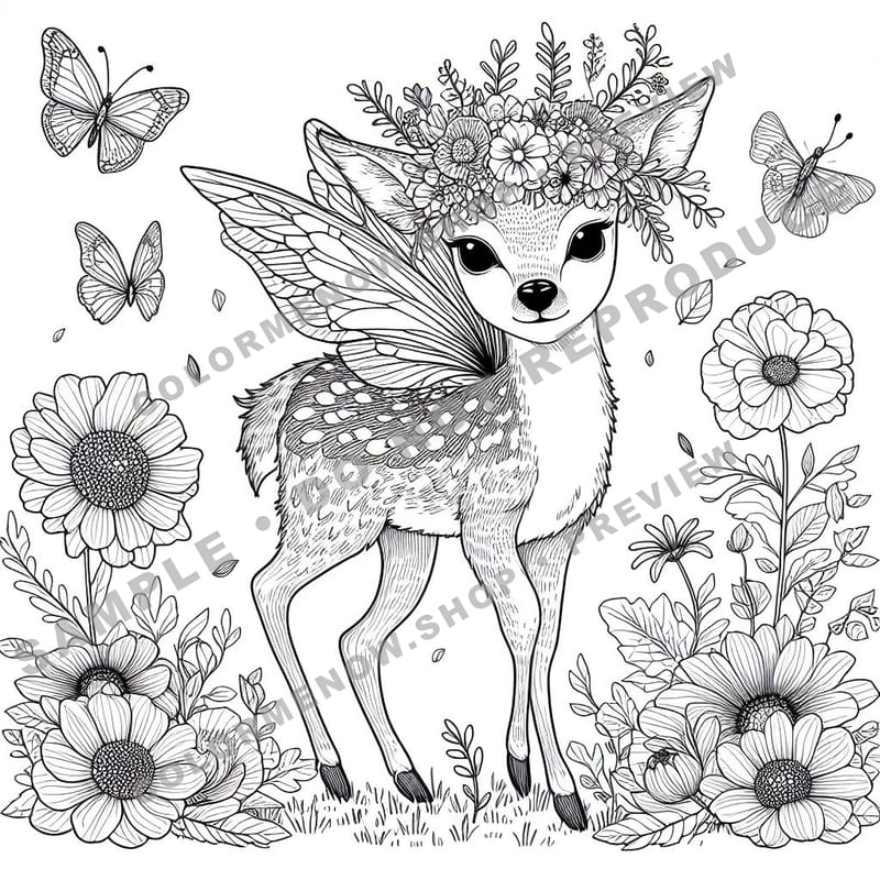 Floral Fairy Coloring Pages - Sample Page 1
