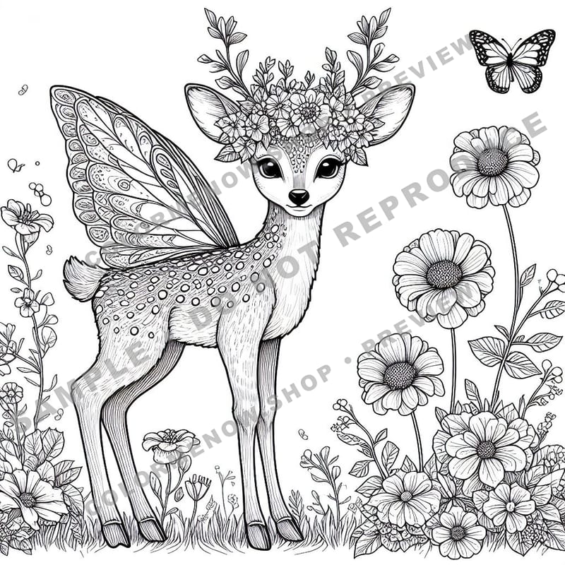 Floral Fairy Coloring Pages - Sample Page 2