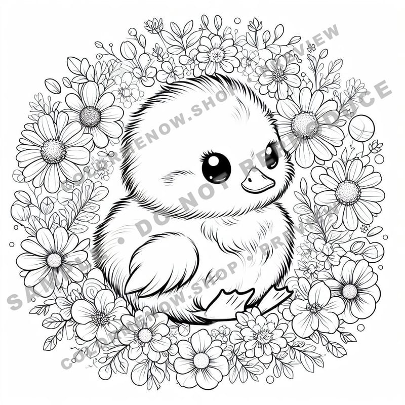 Flower Crown Animals Coloring Pages - Sample Page 1
