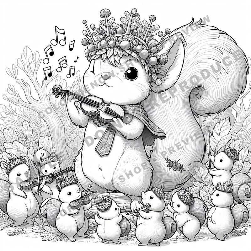 Forest Melodies Coloring Pages - Sample Page 1
