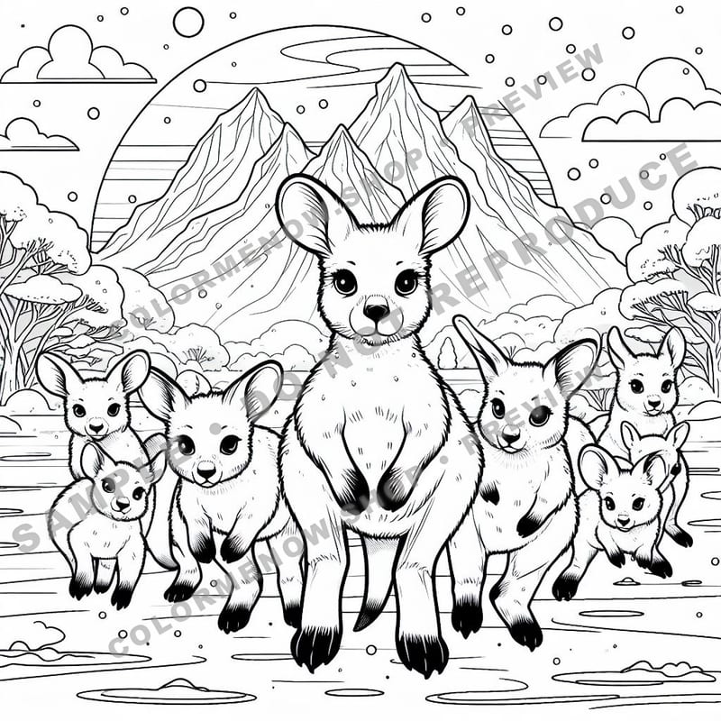 Happy Mountain Animals Coloring Pages - Sample Page 1