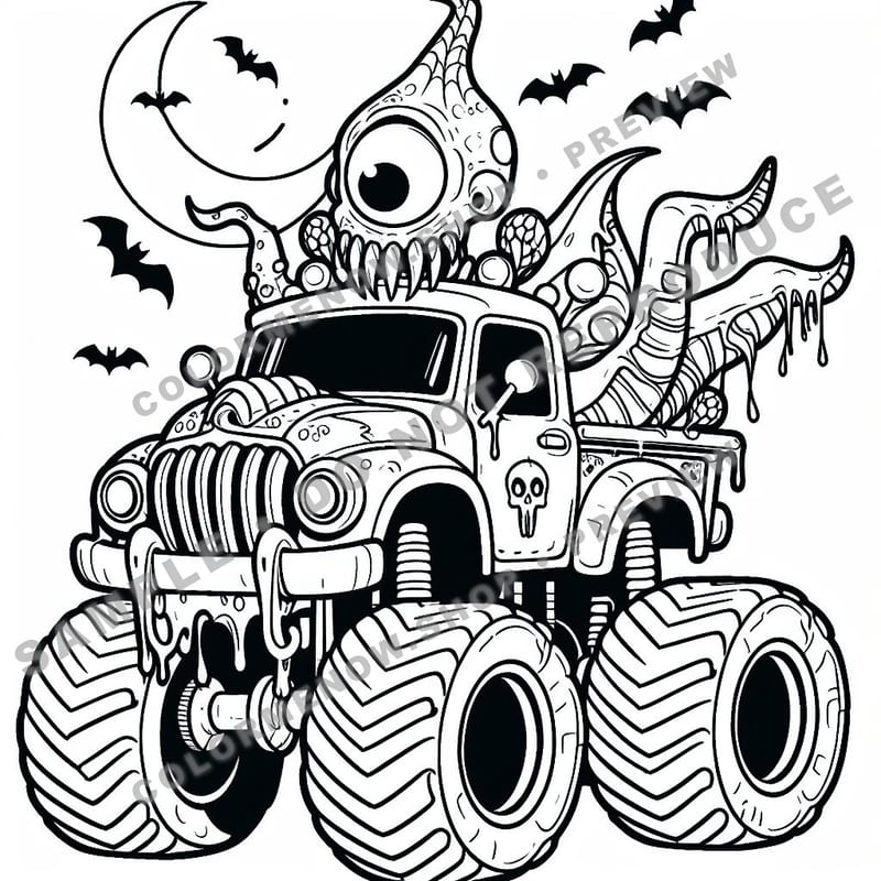 Haunted Monster Trucks Coloring Pages - Sample Page 3