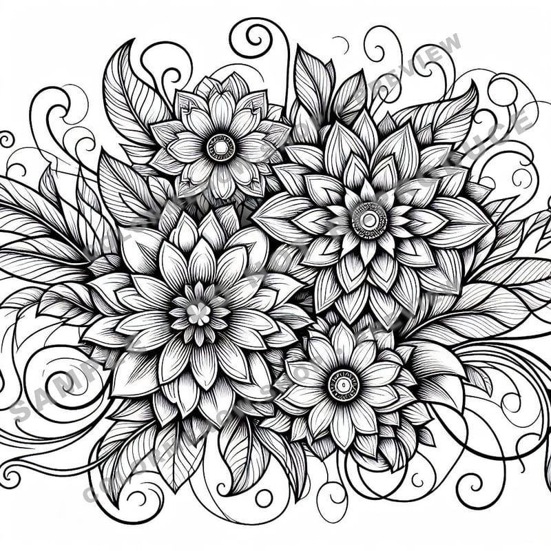 Inked Realms – Mandala Coloring Pages - Sample Page 1