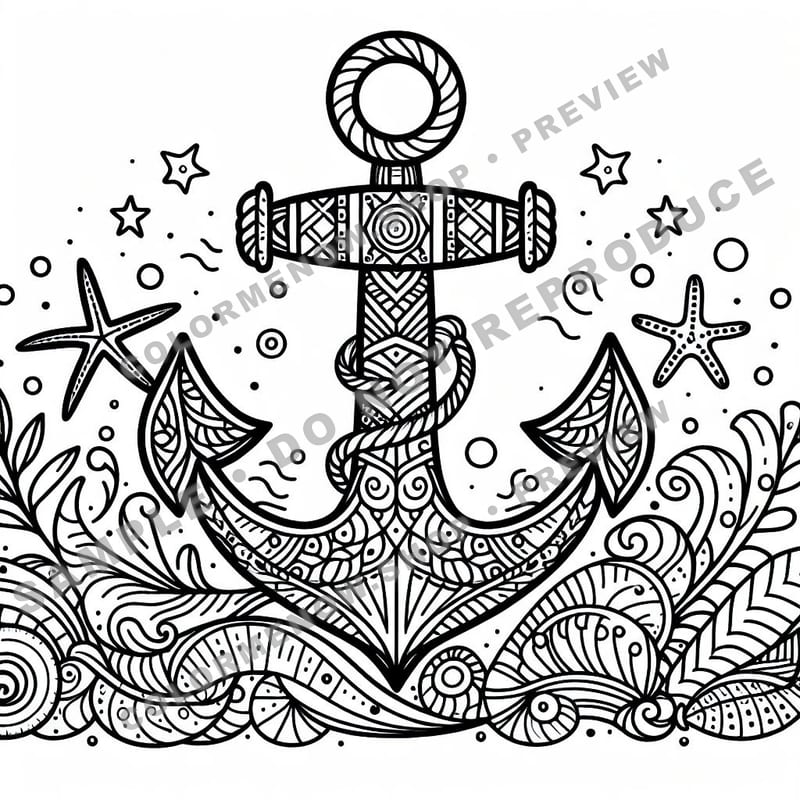Inked Realms – Maritime Anchor Ink Coloring Pages - Sample Page 3
