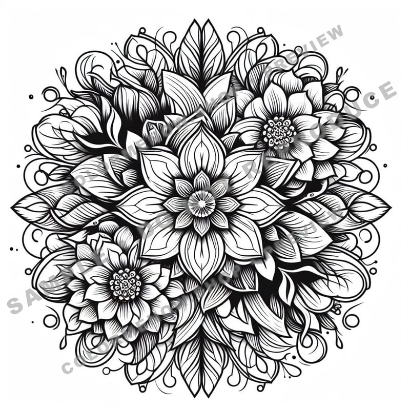 Inked Realms – Ornamental Floral Ink Coloring Pages - Sample Page 3