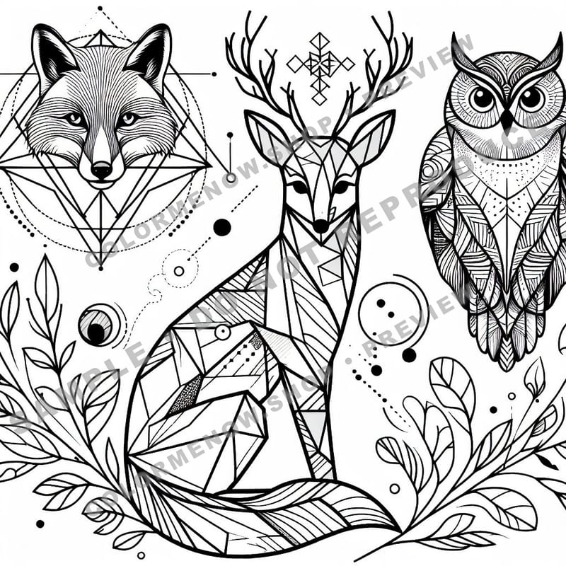 Inked Realms – Wildlife Coloring Pages - Sample Page 2