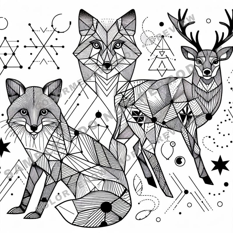 Inked Realms – Wildlife Coloring Pages - Sample Page 3