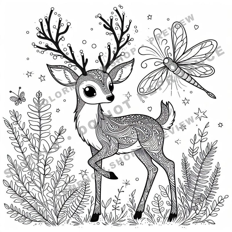 Magical Forest Creatures Coloring Pages - Sample Page 1