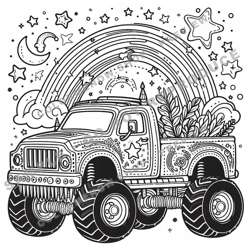 Monster Monster Trucks Coloring Pages - Sample Page 1