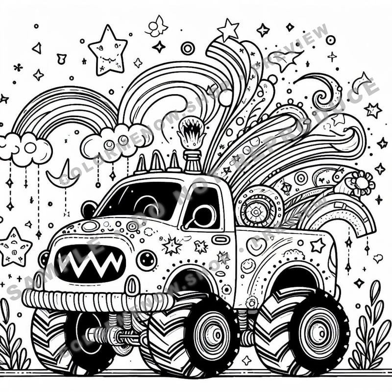 Monster Monster Trucks Coloring Pages - Sample Page 2