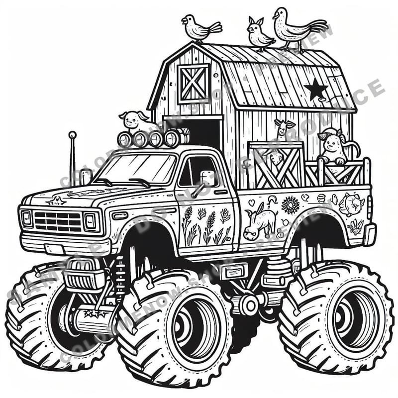 Monster Trucks – Barnyard Beast Trucks Coloring Pages - Sample Page 2