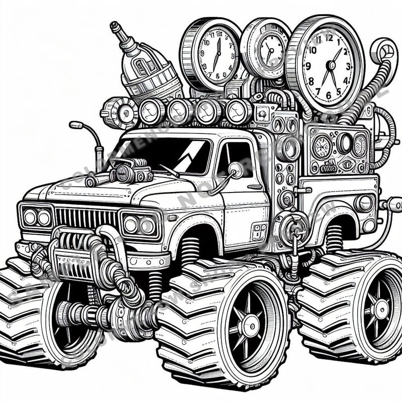 Monster Trucks – Chrono Crusher Trucks Coloring Pages - Sample Page 3