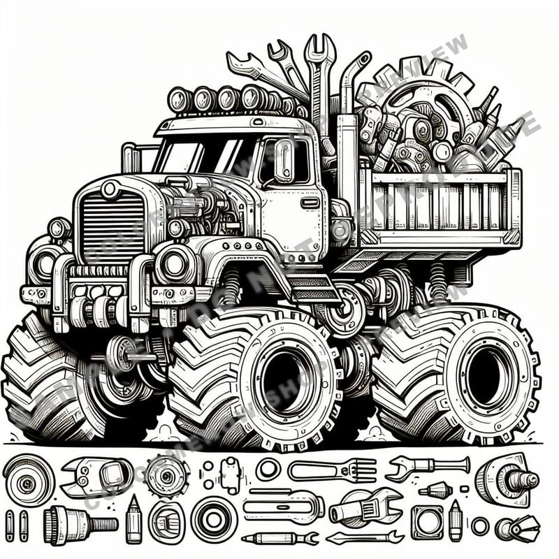 Monster Trucks – Construction Site Crushers Coloring Pages - Sample Page 3