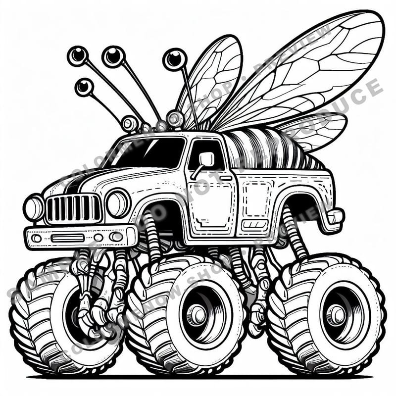 Monster Trucks – Creepy Crawler Trucks Coloring Pages - Sample Page 1