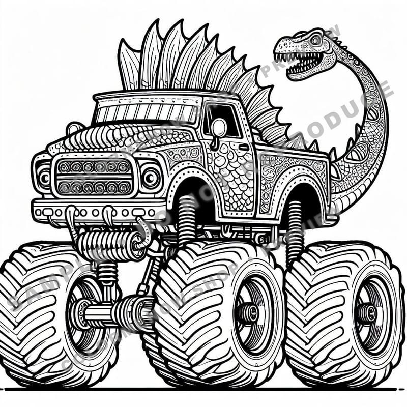 Monster Trucks – Dino Roar Trucks Coloring Pages - Sample Page 2