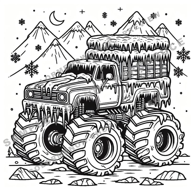 Monster Trucks – Frozen Power Trucks Coloring Pages - Sample Page 2