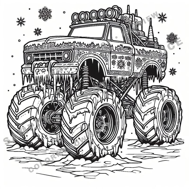 Monster Trucks – Frozen Power Trucks Coloring Pages - Sample Page 3