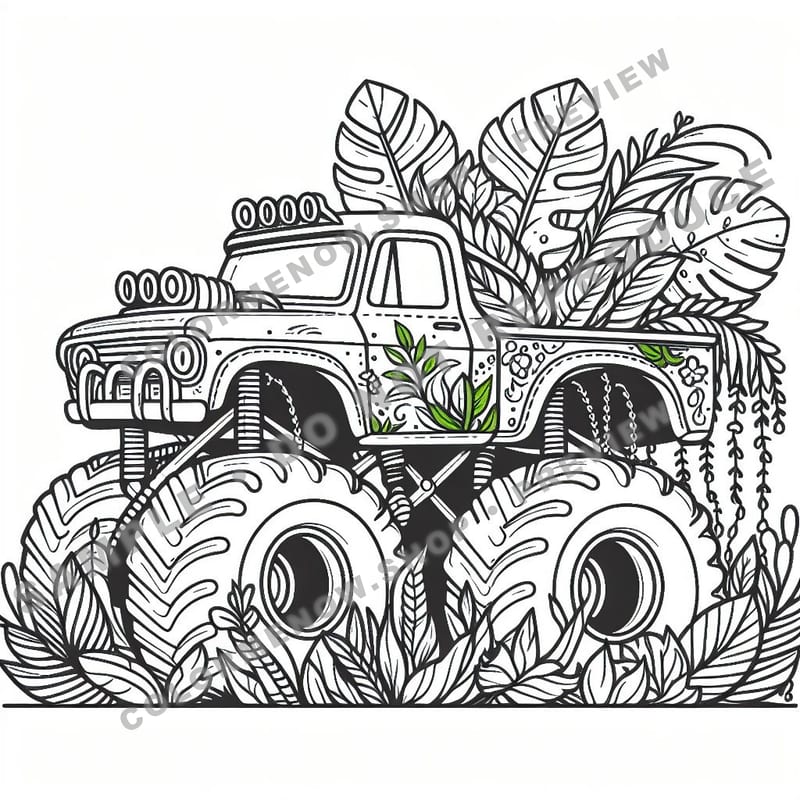 Monster Trucks – Jungle Jumper Trucks Coloring Pages - Sample Page 1