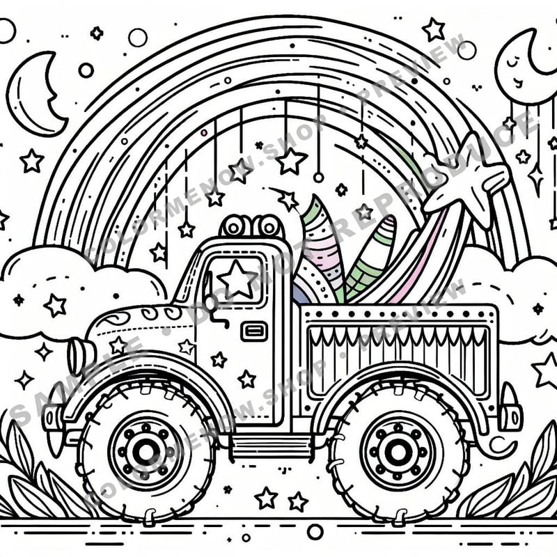 Monster Trucks – Magical Mystery Trucks Coloring Pages - Sample Page 2