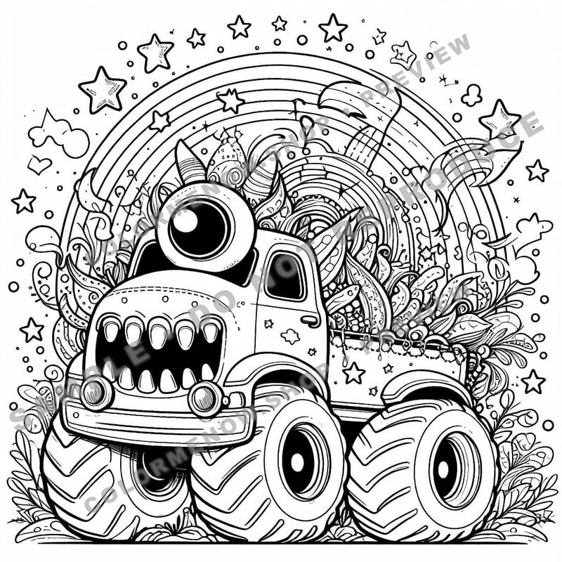 Monster Trucks – Magical Mystery Trucks Coloring Pages - Sample Page 3