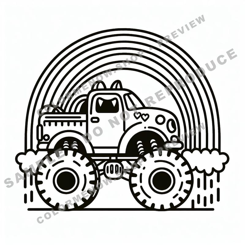 Monster Trucks – Rainbow Rider Trucks Coloring Pages - Sample Page 1